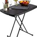 Lavish Home Portable Folding Tables - Lightweight Portable Folding Desk with Adjustable Height - Small Plastic Table for TV Tray, Playing Cards, and Craft Room (Single/Black/2.5 FT Wide)
