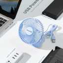 Gaiatop USB Desk Fan, 3 Speeds Strong Airflow, 5.5 Inch Portable 90 Rotate Quiet Cooling, Small Personal Table Fans for Bedroom Home Office Travel Blue