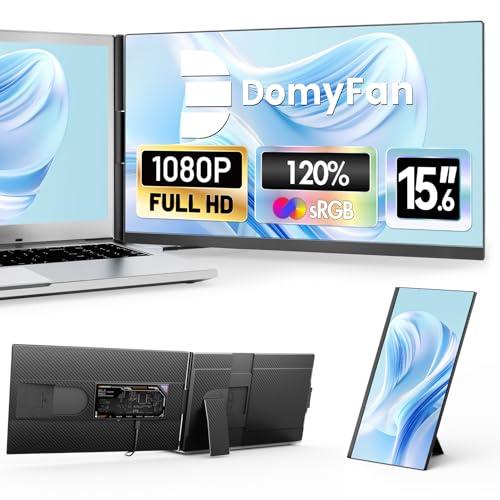 domyfan 15.6" Laptop Screen Extender, 120% sRGB FHD 1080P IPS Laptop Monitor Extender Dual Screen, Portable Monitor for Laptops 13-17" with HDMI/USB-A/Type-C Plug-Play for Windows, Mac, Android