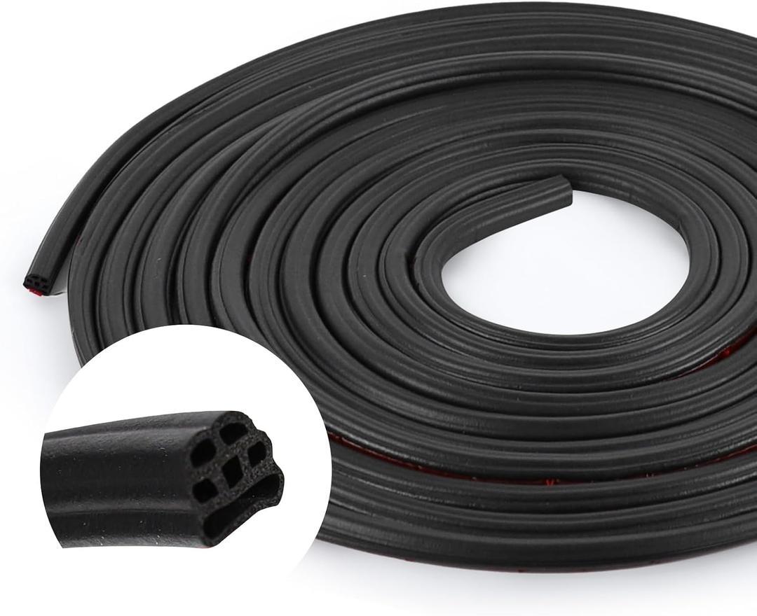 Wuyaoyao 16.4Ft Car Door Seal, Rubber Sealing Weatherstrip for Cars, Three Layer 6 Holes Self Adhesive Automotive Weather Stripping, Universal Soundproof Door Seal Strip for Most Vehicles (16.4 Feet)