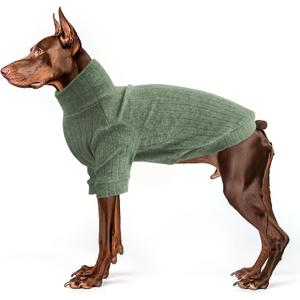 Dog Turtleneck Knitted Shirt Stretchy Pullover Sweater Winter Warm Puppy Clothes for Small Medium Dogs (Grayish Green), 