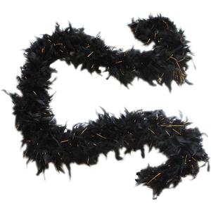 Cynthia's Feathers 100g 74" Turkey Chandelle Feather Boas 30 Color & Patterns (Black With Gold Tinsels)