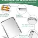 Baking Sheets Set of 2, HKJ Chef Cookie Sheets 2 Pieces & Stainless Steel Baking Pans & Toaster Oven Tray Pans, Rectangle Size 16 x 12 x 1 inch, Non Toxic & Healthy & Easy to Clean