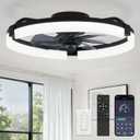 LEDIARY 20" Ceiling Fans with Lights and Remote, Modern Low Profile Ceiling Fan, 3 CCT, Stepless Dimmable, Fandelier Flush Mount Fan Light, 6 Speeds, DC Motor, App & Remote Control for Bedroom(Black)