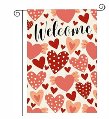 Heart Garden Flag 12x18 Inch Double Sided Love Heart Small Seasonal Valentine’s Day Flag Yard Outdoor Flag Decoration