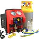 Mastercool 69360-YF Spark-Free Twin Turbo Refrigerant Recovery Machine  Includes 30 lb DOT Tank, 1/2 HP Dual-Piston Oil-Less Compressor, R1234yf Compatible, Fast Automotive A/C Recovery