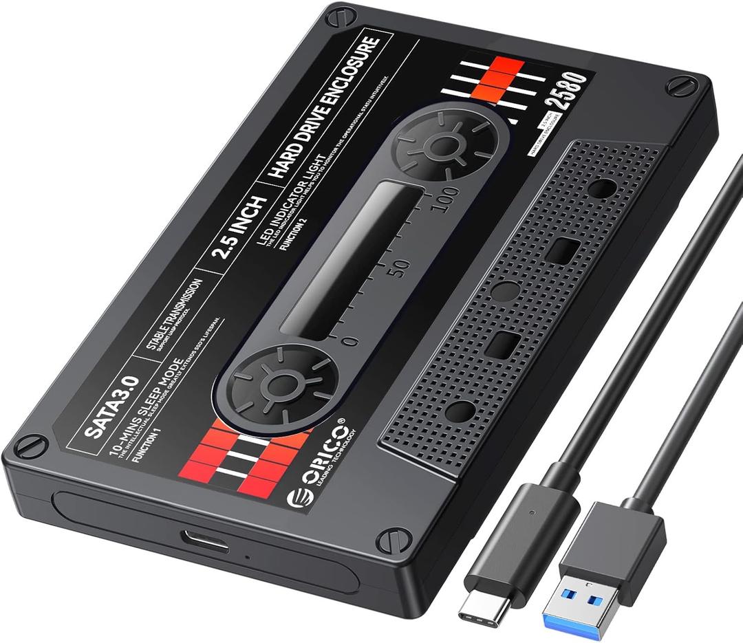 ORICO 2.5 Hard Drive Enclosure USB C to SATA III for 2.5inch SSD HDD 9.5mm 7mm External Hard Drive Case Max 6TB Compatible with WD Seagate Toshiba Samsung Hitachi PS5 Xbox[UASP Supported]