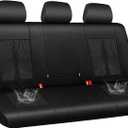 CAR PASS Leather Oxford Rear Seat Covers, Waterproof Back Seat Covers,All-Weather Non-Slip Durable, Universal Fit for SUVs Sedans Trucks Vans Automotive,Black