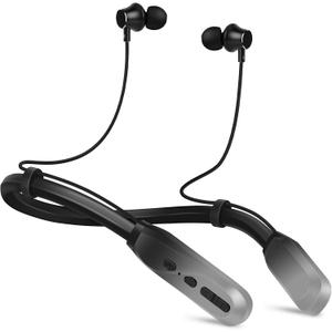 Lecefty Neckband Bluetooth Headphones, 200H Extra Long Playtime Wireless Stereo Neckband Earbuds with Microphone, Waterproof Balanced Armature Drivers in Ear Headset for Sports/Workout (Silver)