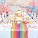 ShinyBeauty Sequin Rainbow Table Runner 12x108'' 5 Pack for Wedding Decor