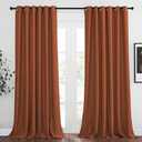 NICETOWN Bedroom Blackout Curtains Panels - Triple Weave Energy Saving Thermal Insulated Solid Grommet Blackout Draperies for Patio (80 inches by 108 Inch,Burnt Orange, Set of 2)