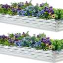 2 Pack 8x2x1FT Galvanized Raised Garden Beds Kit Outdoor Metal Gardening Planter Box for Vegetable Elevated Flower Herbs,Silver (Silver(2 Pack))