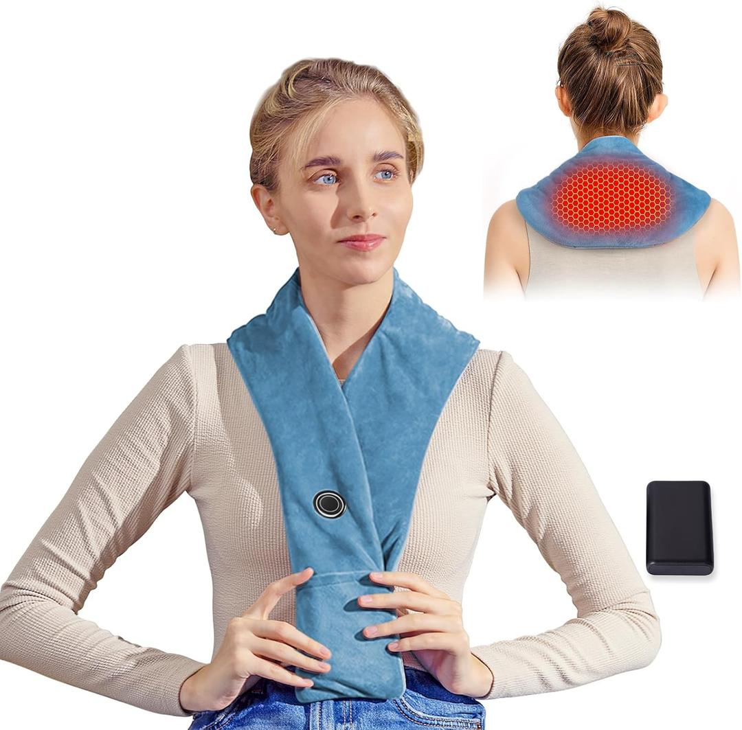 Remo Neck Heating Pad, Portable Cordless Heating Pad for Neck Pain, Compact Heated Neck Wrap with Soft, Heated Scarf Gift for Family,Tiffany Blue