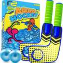 Fun Mini Hockey Sticks Game - Play at the Pool & Beach or in Home - For Kids & Adults All Ages - Use The Floating Soft Paddles to Shoot the Water Skipping Balls - Comes With 2 Sticks & 2 Balls