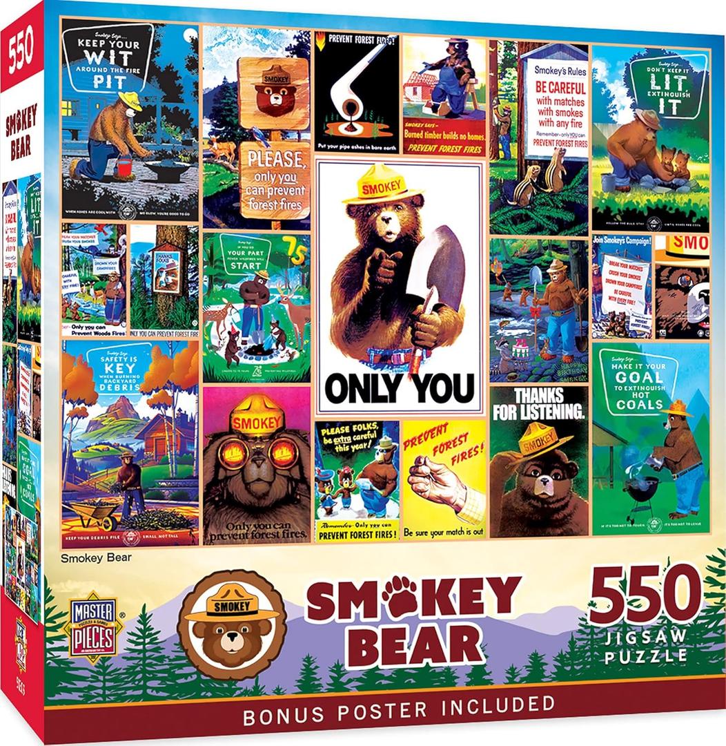 MasterPieces 550 Piece Jigsaw Puzzle for Adults, Family, Or Youth - Smokey Bear - 18"x24"