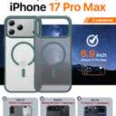Magnetic for iPhone 17 Pro Max Case,[Anti-Slip][Compatible with MagSafe][Military Grade Drop Protection] Shockproof Protective Translucent Phone Case for iPhone 17 Pro Max Case,Night Green
