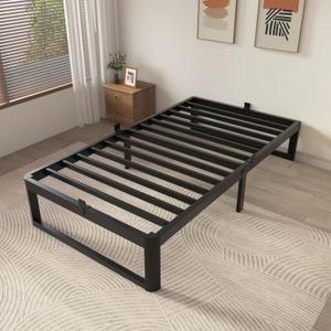 ZTH Twin Size Metal Platform Bed Frame 16 in, No Box Spring Needed, Black