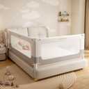 2 Piece Bed Rails for Queen Bed, No-Drill Needed Baby Bed Rail Guard for Toddlers with Height Adjustable, Thickened Child Safety Side Railing Guards/Bedrail for Kids, White/Grey, 60x78.7Inches