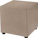 uxcell Square Ottoman Cover 18x18x18inch Stretch Polyester Washable Ottoman Slipcovers Elastic Foot Stool Foot Rest Protector for Living Room Bedroom, Light Brown