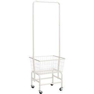 ALIMORDEN Laundry Cart with Clothes Rack, Rolling Laundry Butler with Wire Storage RackBlack (White)