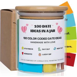 MSEHKM 100 Date Ideas In A Jar Date Night Ideas Color Coded Date Ideas Budget-friendly Date Jar Wedding/Anniversary/Bridal Shower/Newlyweds Gifts for Couples, pure