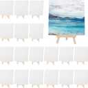36 Pcs Mini Canvas and Easel Set for Painting, 6 x 6 Inch Canvas Panels with 6 Inch Wooden Easels for Oil Acrylic Painting Christmas Birthday Valentine's Mother's Day Art Crafts Party Favors