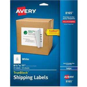 Avery Full-Sheet Printable Shipping Labels, 8.5" x 11" Customizable Stickers, White, 25 Blank Mailing Labels, Great for Mailing, Shipping, Organizing, and More (8165)