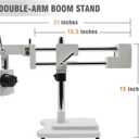 Professional Trinocular Stereo Zoom Microscope, 3.5X-90X Magnification with WF10X Eyepieces, 0.7X-4.5X Zoom Objective and 0.5X & 2.0X Auxiliary Lens, Double-Arm Boom Stand, 56S LED Ring Light