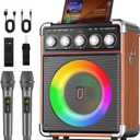 BOGO Free at Bundle! Karaoke Machine for Adults Kids, Portable Bluetooth Speaker w/2 Wireless Microphones, 24H Playtime, TWS, Bluetooth, Bass/Treble Boost for Outdoor Singing, Home Party & DJ Night