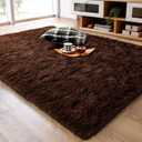 Ompaa Fluffy Area Rugs, Super Soft Shaggy Rug Fuzzy Long Fur Carpets for Bedroom Living Room Decor, 4 x 6 Feet Brown (4x6 Feet)