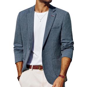 PJ PAUL JONES Mens Blazer Casual Sport Coats Lightweight One Button Suit Jacket for Summer (XX-Large, Denim Blue)