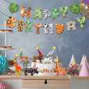 Leinuosen 21 Pcs Safari Animals Happy Birthday Party Decorations 10 Animal Figure Model Cake Topper 10 Mini Party Hat, 1 Happy Birthday Banner for Mini Animals Themed Decor