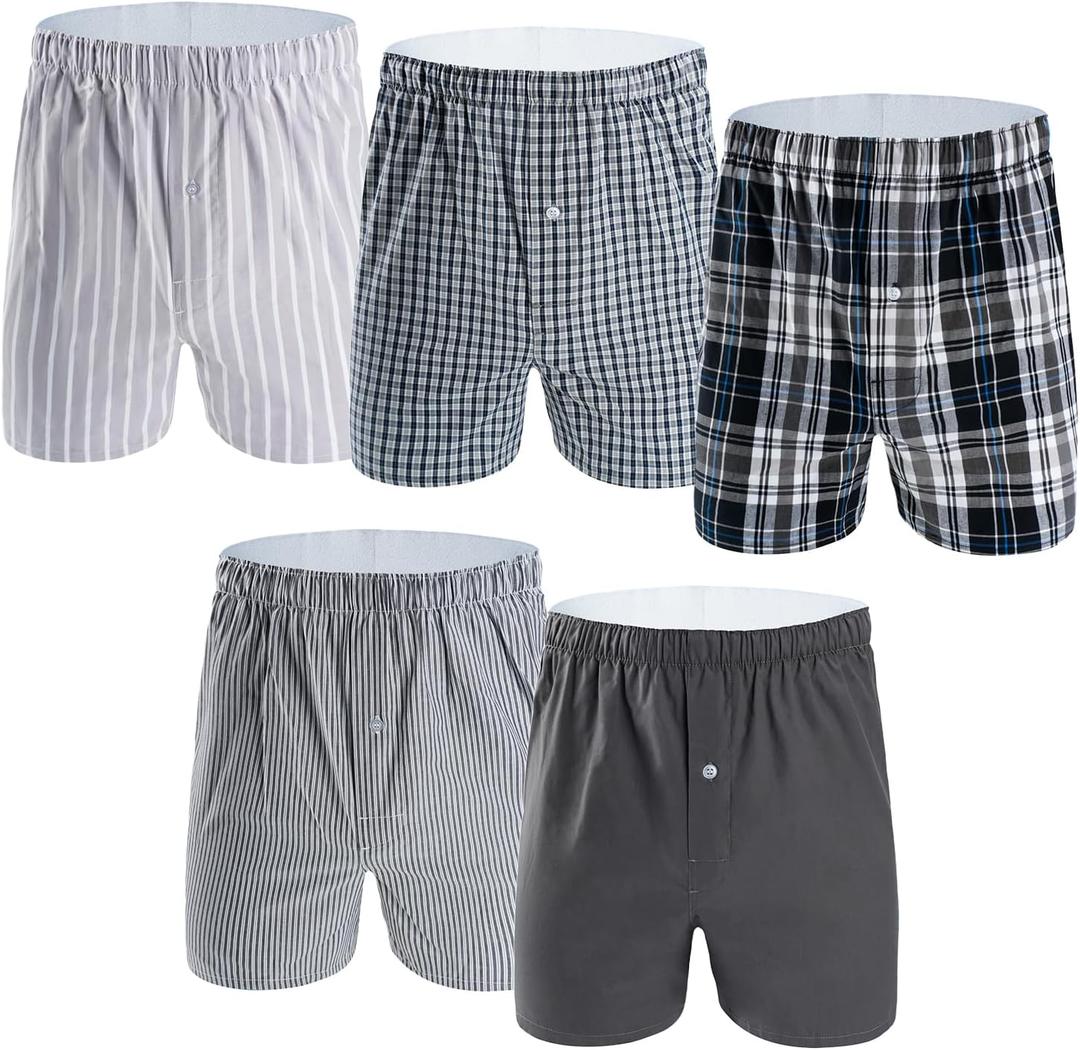 M MOACC Men's Underwear 100% Cotton Boxer Shorts for Men with Button T4, Large