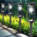 Solar Path Lights Outdoor 8 Pack, Bright Solar Pathway Lights Outside Waterproof, Solar Powered Landscape Lights for Walkway Driveway Lawn Patio Sidewalk Garden Yard, Cool White
