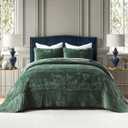 Velvet California King Size Quilt, Oversized California Comforter Set Emerald Green Bedding Set (118*106) with 2 Pillow Shams, Luxurious Quilt Set,All-Season 3 Pieces