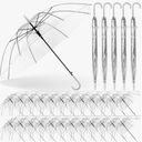 Reginary 30 Pieces Wedding Umbrellas Bulk Auto Open Stick Umbrellas with White European J Hook Handle Windproof Large Canopy Umbrella for Outdoor Wedding Bride Groom Photography Golf