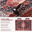 YJ.GWL Area Rug 2x7, Machine Washable Hallway Runner Rug, Boho Floral Vintage Distress Print Pattern Carpet, Low Pile Lightweight Thin Rugs for Entryway, Kitchen and Corridor, Red