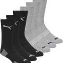 PUMA Men's Crew Socks, Black,Gray  Size 13-15 (6-Pack)