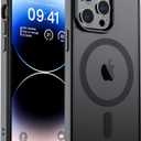 SUPFINE Magnetic for iPhone 14 Pro Max Case (Compatible with MagSafe) (Military Grade Drop Protection) Translucent Matte Shockproof Phone Cover, Black
