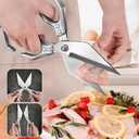 Stainless Steel Bone-Cut Kitchen Scissors, Multifunctional Heavy-Duty Kitchen Shears, Poultry Shears - Heavy Duty kitchen scissors for Food, For Chicken, Meat, Seafood, Bone Cutting (Silver)