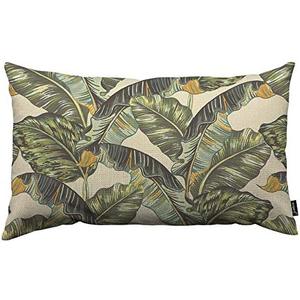 HOSNYE Tropical Palm Leaves Throw Pillow Cover Banana Jungle Leaf Floral Pattern Linen Fabric for Couch Bed Sofa Car Waist Cushion Cover 12 x 20 inch Pillow Case