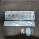 Wireless Keyboard and Mouse Combo, Full-Size Retro Typewriter Keyboard with Round Keycaps, Magnetic Wrist Rest, Tilt Legs, 2.4GHz Cordless for Mac, Windows PC, Laptop, SABLUTE CK23, Robin Egg Blue