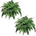 35 Artificial Boston Fern Bush Plant, 2 Faux Ferns for Outdoors Large, Fake Ferns Realistic Artificial Plants with 39 Fronds for Garden Porch Patio Home Office Living Room Decor Green