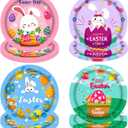 48PCS Easter Paper Plates-7Inch 4 Design Cute Bunny Dessert Plates Disposable Bunny Paper Dinnerware Cake Salad Fruit Plates Party Decor for Easter Spring Holiday Birthday Party Baby Shower