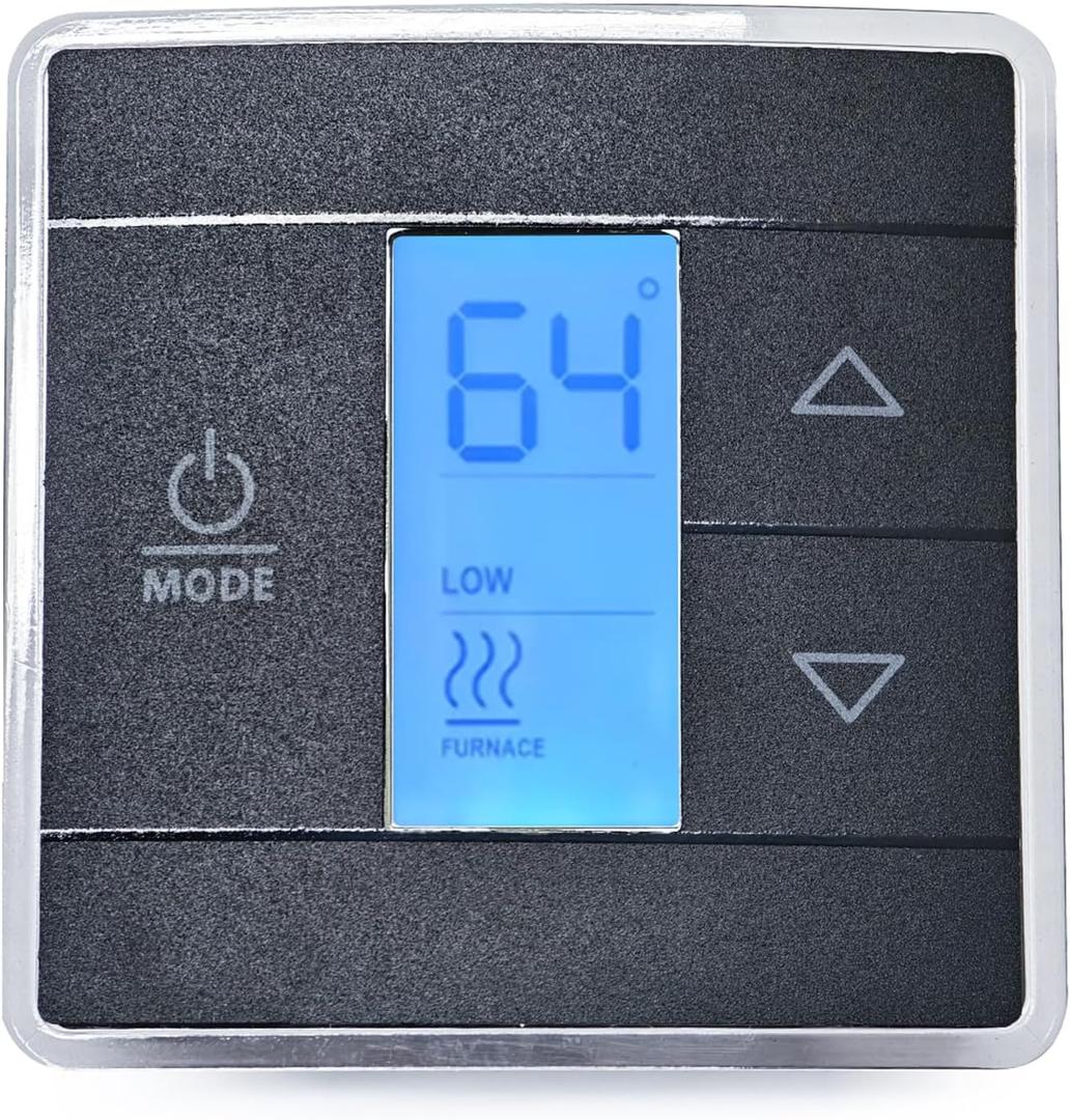 RV Thermostat Replacement Compatible with Dometic CT Thermostat 3316250.712, 3-Wire Single Zone Wall Digital Thermostat Control for Cool/Heat, 12V DC, Touch-Sensitive, Blue Backlight, Frosted