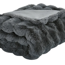 JONIYEAR Solid Thick Fuzzy Bubble Faux Rabbit Fur Blanket Twin Size 60" x 70", Decorative Bumpy Cute Cozy Fluffy Gray Warm Blanket for Winter, Oversized Reversible Poofy Comfy Shag Furry Throw, Grey