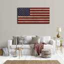 Canvas Wall Art Vintage Flag The Stars and The Stripes Contemporary Artwork Retro Rustic American National Flag Picture for Living Room Bedroom Office Wall Decor Large Canvas Painting Prints 24" x 48"