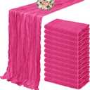 12 Pack Cheesecloth Table Runner 35 x 120 inch Long Boho Cheese Cloth Gauze Table Runners Semi Sheer Table Runner for Wedding Decor, Bridal Shower, Birthday Party (Hot Pink)