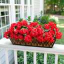Artificial Geraniums Fake Flowers for Outdoors Decoration, 6 Bundles Silk Geraniums Red Flower UV Resistant Look Real Faux Plants for Front Door Garden Porch Planter Patio Balcony Yard Indoor Home
