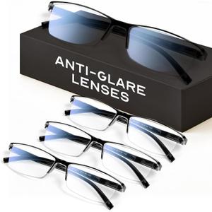 Gaoye 4.0 Executive Style Reading Glasses Men - Durable Readers with Blue Light Filtering- Comfortable Fit with TR90 Frames (Pack of 4,Black)